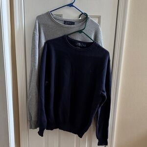 Polo by Ralph Lauren Men's Gray and Navy Crewneck Sweaters